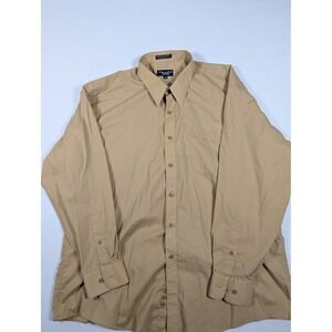 Kilburne and Finch Mens Tan Long Sleeve Button Down Dress Shirt Size 18 34/35